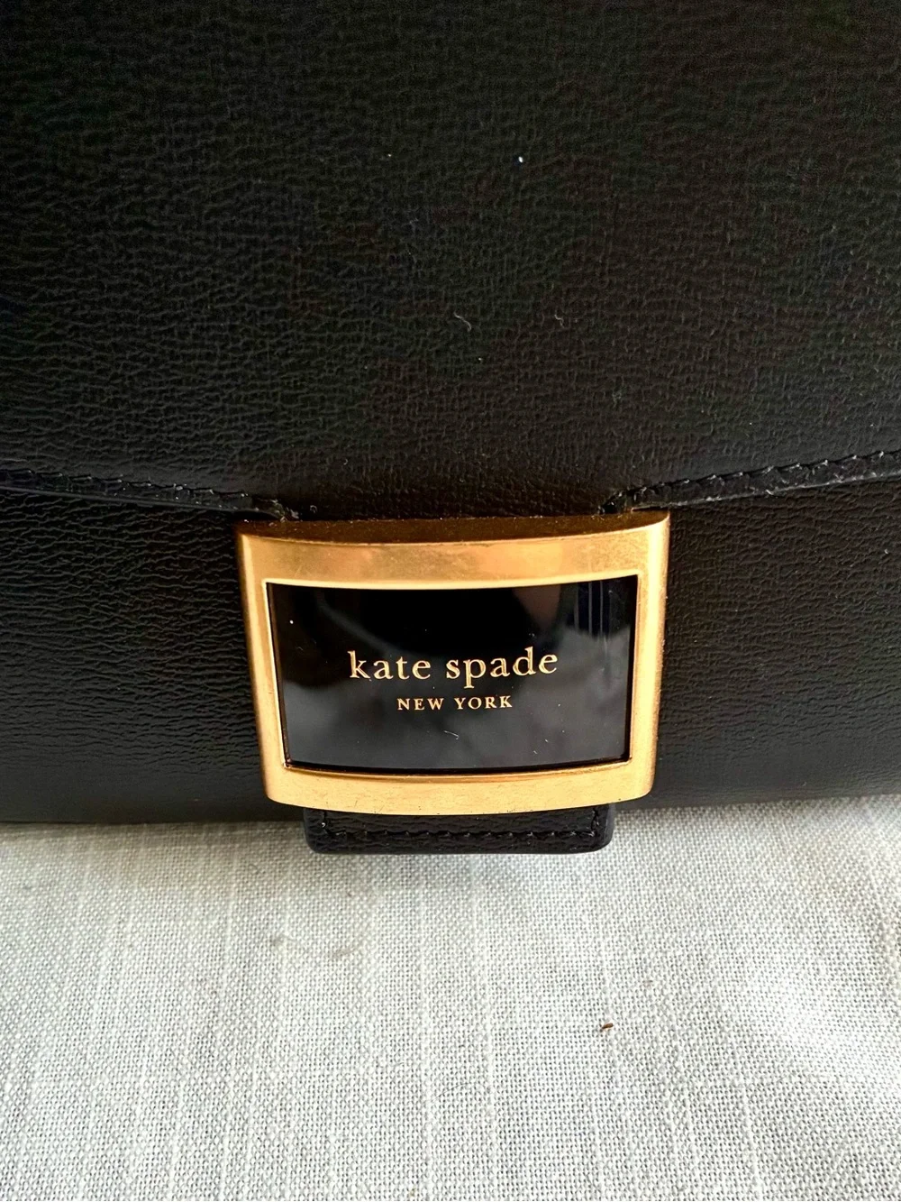 kate spade Black Leather Shoulder Bag with Gold Hardware